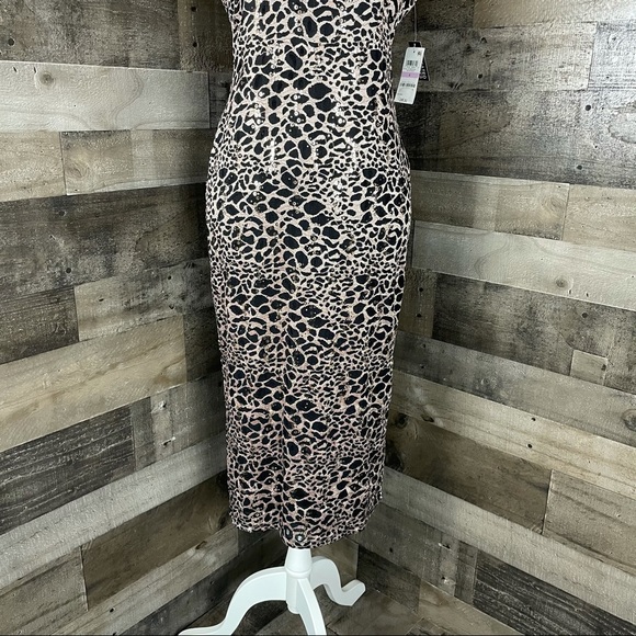 INC Mock-Neck Sequin-Lace Dress Black/Gold Sz 10 - Picture 7 of 16